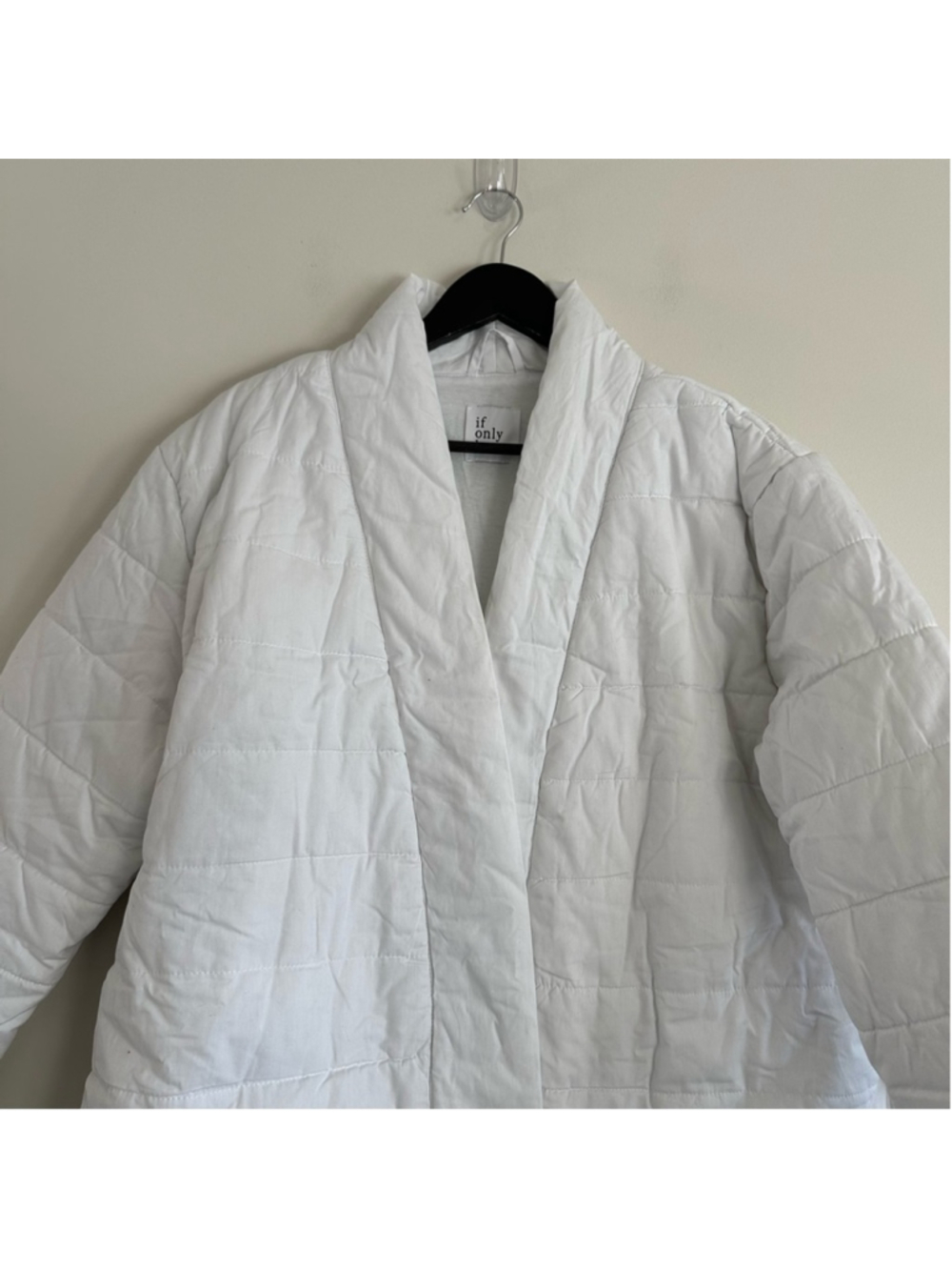 If Only Home Duvet Robe White Quilted Robe One Size Pockets - Picture 10 of 13